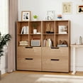 thumbnail image 1 of Costway 2PCS 4-Cube Bookcase with 2 Drawers, 5-Tier Tall Freestanding Bookshelf for Study Natural, 1 of 9