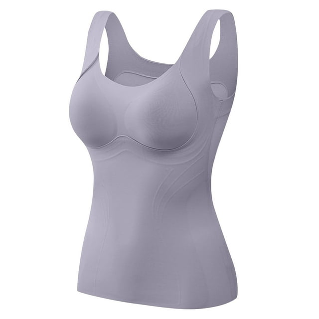 RXIRUCGD Haut Chaud Chauffant pour Femmes, Mode, Uni, à Encolure Ronde, avec Coussinet de Poitrine ( Gris, Taille : TG )