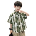 thumbnail image 6 of Twczz Boys Hawaiian Shirts with Pocket- Short Sleeve Summer Beach Casual Button Down Floral Shirts Green Size 12, 6 of 7