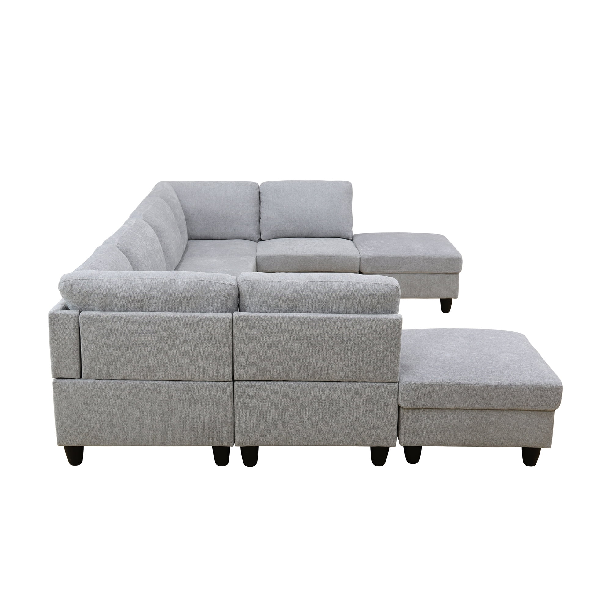 Aukfa Modular Sectional Couch Set - Single Sofa Chair- Flannel - Gray