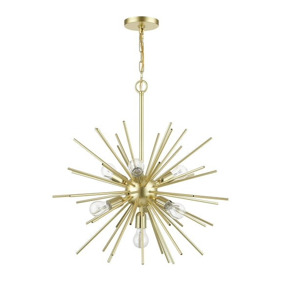 46175-33 Livex Lighting Tribeca - 7 Light Pendant In Sculptural Style-26.5 Inches Tall and 25 Inches Wide-Soft Gold/Polished Brass Finish