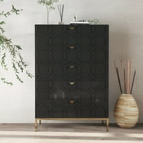 Clihome Modern Black 5 Drawer Dresser, Chest of Drawers for Bedroom, Storage Cabinet