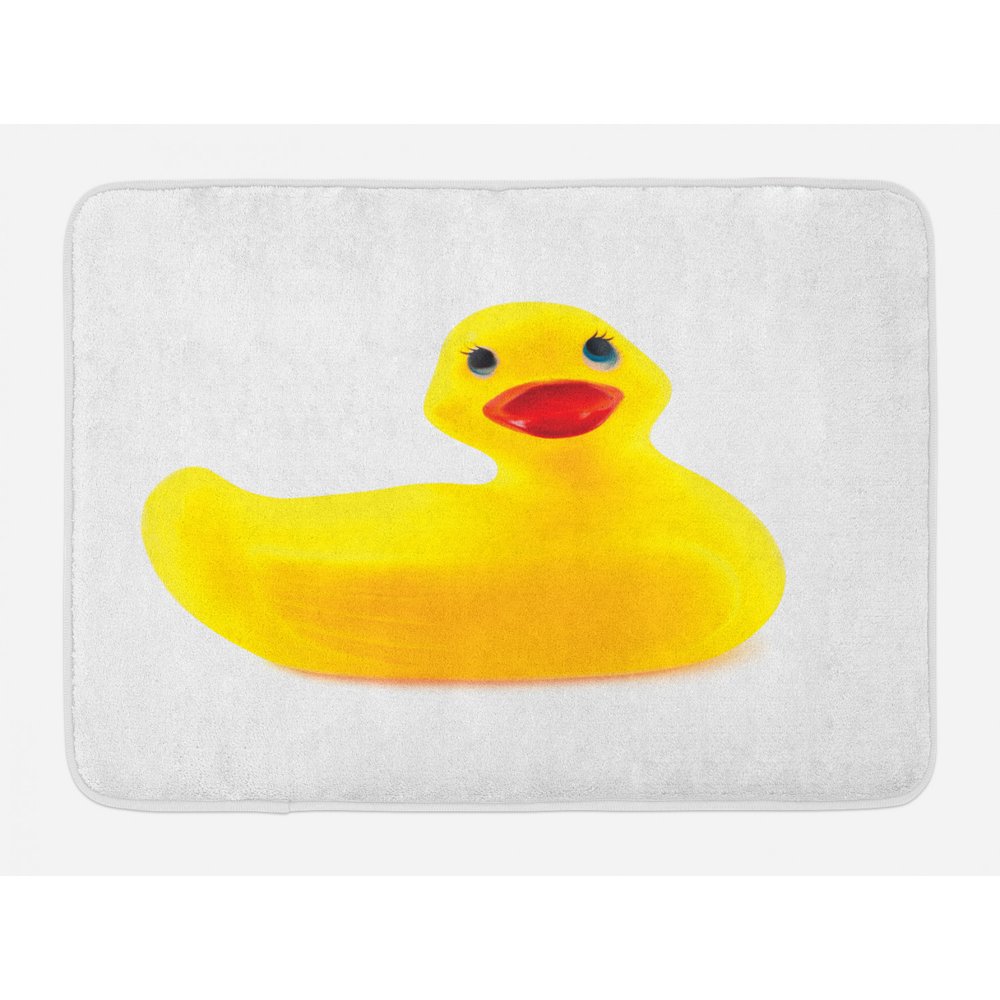 Rubber Duck Bath Mat, Yellow Squeak Ducky Toy Fun Bubble Bath Animal
