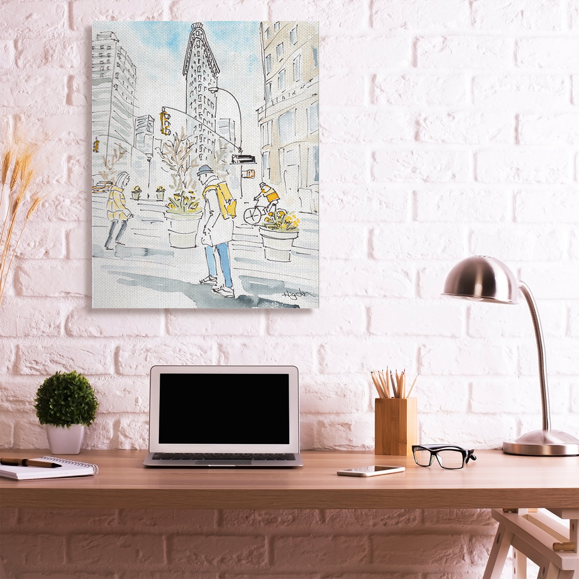 Stupell Industries City People Walking Urban Architecture Watercolor Canvas Wall Art by Mark Higden