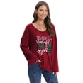 thumbnail image 6 of Baywell Women's Christmas Graphic Printed Tops Long Sleeve U Neck T-shirt Loose Casual Blouse, S-2XL, 6 of 7