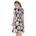 thumbnail image 2 of Bixox Robe d'Été à Manches Courtes pour Femmes Robe Ample Longueur Genou avec Poches-Ball Baseball Mignon, 2 of 7