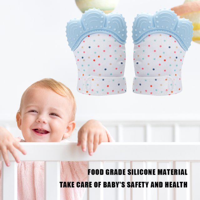 Manoplas masticables para la dentición del bebé Likrtyny 2PCS Guante de dentición de silicona
