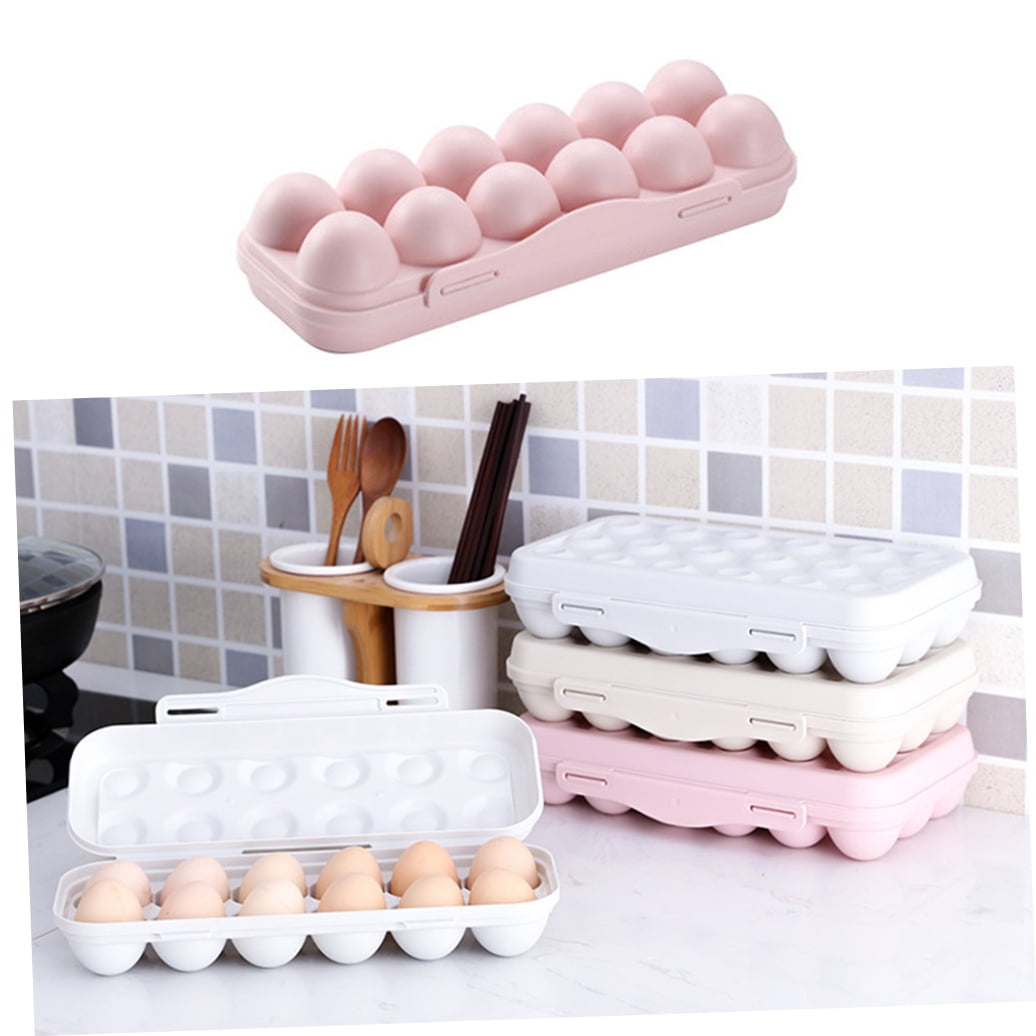 HONMEET 2Pcs Grey Egg Storage Container Plastic Tray 18 Grids Stackable Refrigerator Organizer