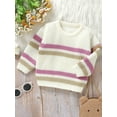 thumbnail image 2 of Nituyy Chandail d'Automne pour Garçon Fille Rayé Manches Longues Col Rond Tricot Épais, 2 of 6
