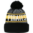 thumbnail image 2 of Youth New Era Black Pittsburgh Pirates Striped Cuffed Knit Hat with Pom, 2 of 2