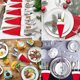 thumbnail image 2 of Wabjtam 38 piezas de sombreros de Papá Noel para Navidad, soportes para cubiertos, vajilla para la mesa de la cena, suministros de decoración, 2 of 5