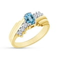 thumbnail image 3 of Oval Shape Natural Diamond And Simulated Aquamarine In 14K Yellow Gold Over 925 Sterling Silver Ring Size 5.5, 3 of 4