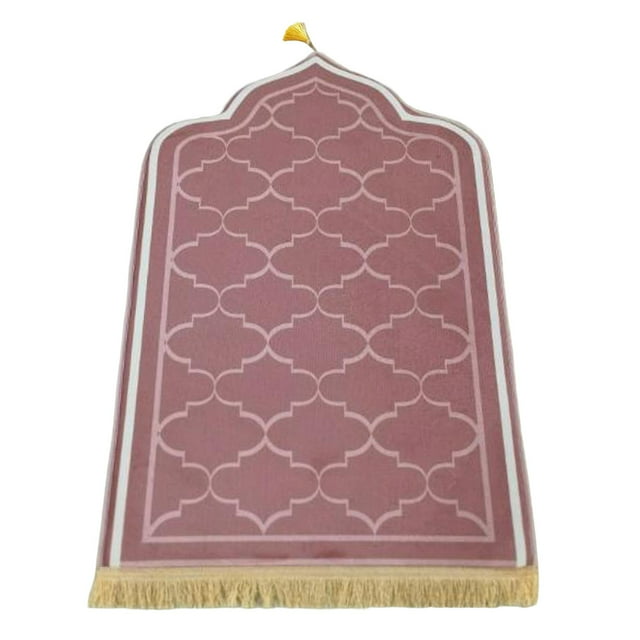 veasfak Tapis de Prière Élégant Tapis avec Franges Tapis Antidérapant Lavable Couverture de Culte rose Rouge