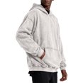 thumbnail image 4 of Havenx Mens Distressed Washed Hoodies Pullover Long Sleeve Hoodie with Pockets Hooded Sweatshirt Comfy Casual Retro Relaxed Fit Fall Winter Clothes,Beige S, 4 of 6
