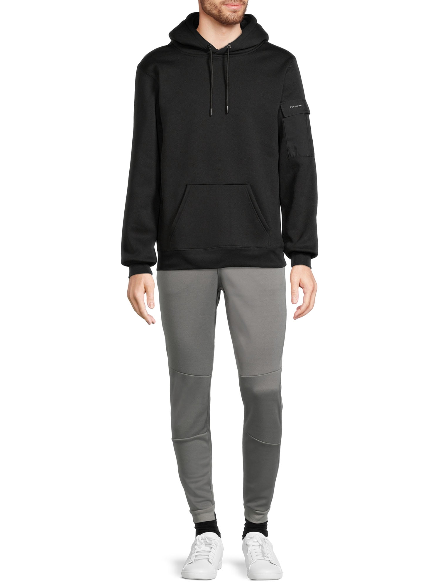 Tahari Men's Fleece Pullover Hoodie with Cargo Pocket on Sleeve, Sizes S-3X