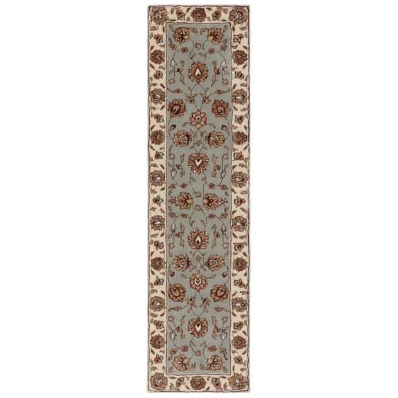 SAFAVIEH Total Performance Comgan Floral Runner Rug, Light Blue/Ivory, 2'3" x 9'