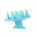 thumbnail image 1 of Masajeador de cuero cabelludo con cerdas de silicona suave para lavar el cabello y cepillo de champú resistente al agua, color azul claro., 1 of 5