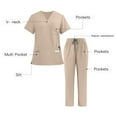 thumbnail image 3 of Men Scrubs Set Uniform Short Sleeve V-Neck Top Elastic Waist Straight Leg Pants Summer Scrubs Top and Pants Workwear with Pockets, 3 of 5