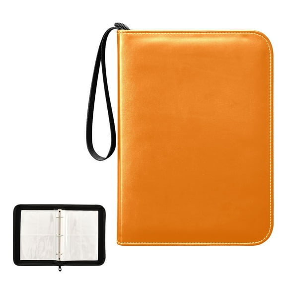 Trading Card Binder Album 400 Pockets 50 Removable 4-Pocket Pages Waterproof Orange