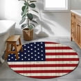thumbnail image 4 of Area Rug 36in, American Flag on Wood Plank Floor Carpet Living Room Rug, Vintage Red Blue Stripe Star Non-Slip Welcome Mat Indoor Rugs for Bedroom Dining Room, 4 of 9