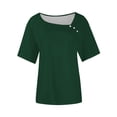 thumbnail image 4 of Women Tops under $5! Cagogo Short Sleeve Tshirts Shirts for Women Fashion Asymmetrical Neck Loose Fit Tunics Summer Trendy Dressy Button Cute Basic Blouses Outfits Clothes, 4 of 5