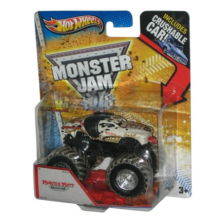 Hot Wheels Monster Jam Monster Mutt Dalmatian (2012) Toy Truck w/ Crushable Car