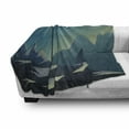 thumbnail image 2 of Mountain Soft Flannel Fleece Throw Blanket, Geometric Landscape Illustration, Cozy Plush for Indoor and Outdoor Use, 70" x 90", Sea Blue Pale Green, by Ambesonne, 2 of 5