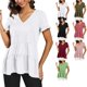 thumbnail image 3 of Camiseta estilo Babydoll suelta con cuello en V y manga corta con volantes para mujer, informal, para verano, 3 of 6