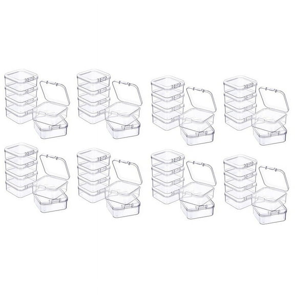 48 Pieces Mini Plastic Clear Storage Box for Collecting Small Items, Beads, Jewelry, Business Cards,48 x Storage Box,Transparent