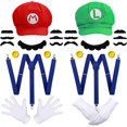 thumbnail image 1 of 1 Super Disfraz Mario Luigi Sombrero Fancy Halloween Mario Sombrero con 4 Guantes 14 Barba 4 Botones Juego de Rol Disfraz Carnaval Niño Hombre Mujer, 1 of 5