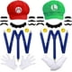thumbnail image 1 of 1 Super Disfraz Mario Luigi Sombrero Fancy Halloween Mario Sombrero con 4 Guantes 14 Barba 4 Botones Juego de Rol Disfraz Carnaval Niño Hombre Mujer Rojo Verde, 1 of 5
