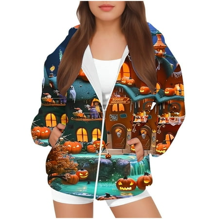 

DOSUKRAI Kids Zipper Hoodie Halloween Pumpkin Graphic Jacket with Pocket Dressy Casual Long Sleeve Coat Fall for Boys Girls Fashion Fall Winter Lightning Deals of Today Navy 2 Years