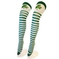 thumbnail image 3 of ZPAQI Irish Saint Patricks Day Thigh High Stockings Green Shamrock Clover Striped Print Over Knee Long Socks Festival Tights, 3 of 21