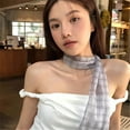 thumbnail image 3 of lanema Checkered Neckerchief Skinny Long Scarf Necktie Handbag Wrap Handle Belt, 3 of 15