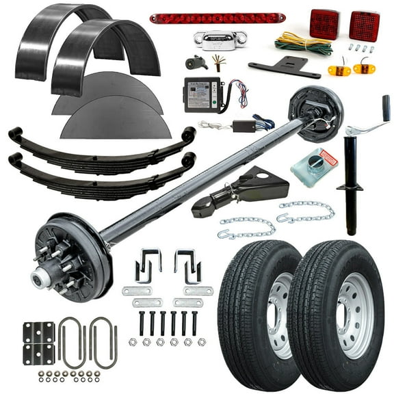7000 lb TK Single Axle Trailer Parts Kit - 7K Capacity Heavy Duty (Complete Original Series), 95" Hubface 80" Spring Center