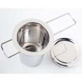 thumbnail image 1 of El colador de té de acero inoxidable, un colador de té plegable con doble asa y tapa, se puede colgar en teteras y tazas., 1 of 7