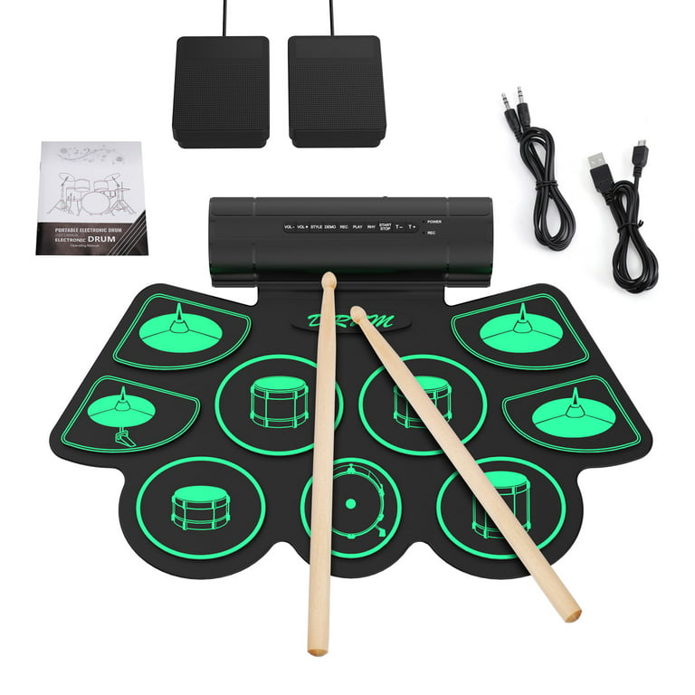 SULOBOM Electronic Drum Set for Kids, Portable Electronic Drum Kit, Roll-Up  MIDI Drum Practice Pad with Headphone Jack, Built-in Speaker Drum Pedals