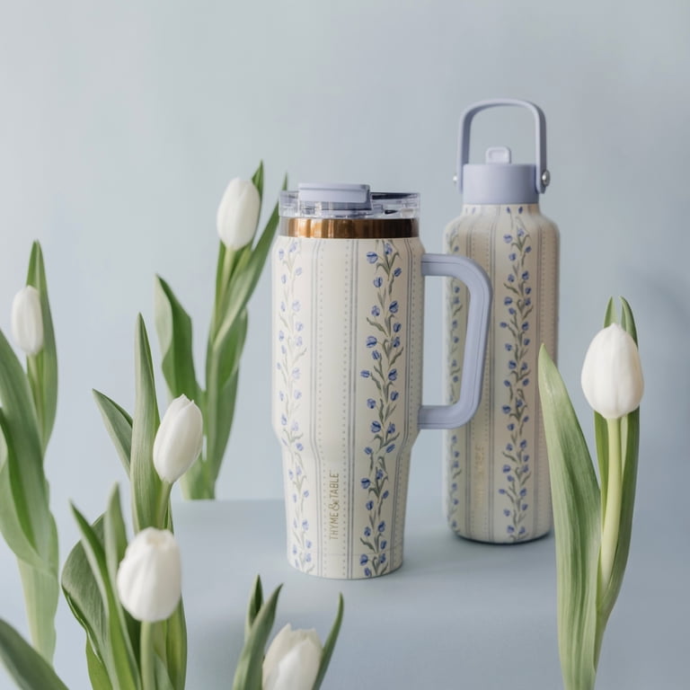 Thyme & Table Luna 32 oz Stainless Steel Tumbler with Handle and 2
