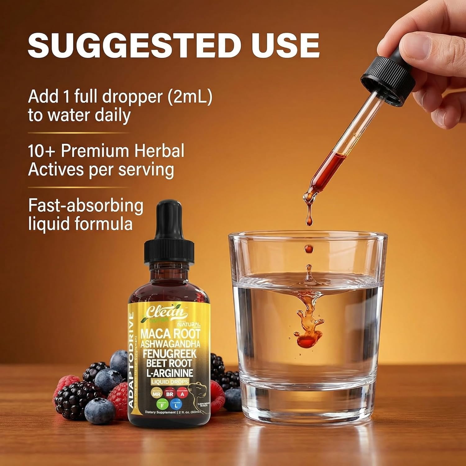 Clean Nutraceuticals Alpha Roots with Tongkat Ali Shilajit Ashwagandha Turkesterone Fadogia Agrestis Liquid Drops 2oz - 1 Pack