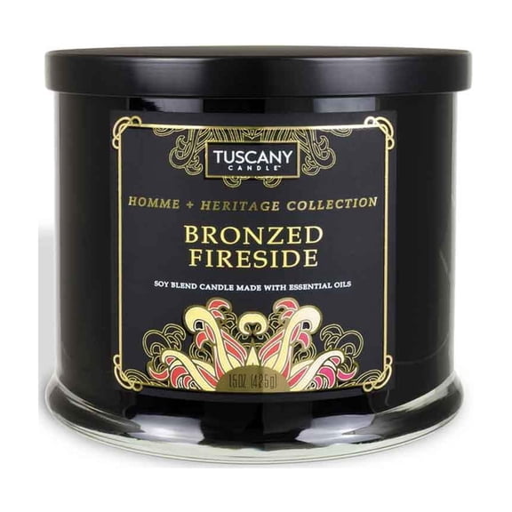 Bronzed Fireside Scented Jar Candle (15 oz) – Homme   Heritage Collection