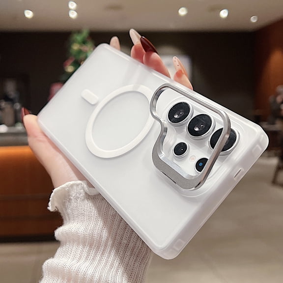 Allytechgroup Magnetic Case for Samsung Galaxy A36 5G, Compatible with Magsafe Camera Kickstand Matte Translucent Hybrid Rugged Shockproof Back Cover for Samsung Galaxy A36 5G, White