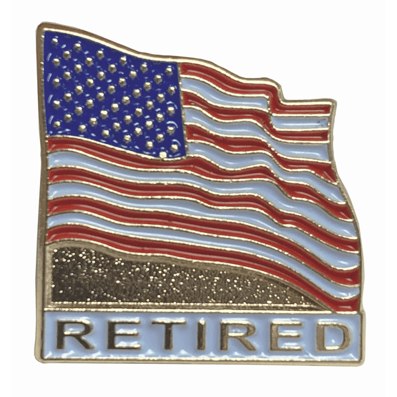 Retired with American Flag Lapel Pin