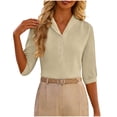 thumbnail image 4 of Zedker Dressy Tops for Women Business Casual Tops Summer Work Blouses 3/4 Sleeve Button Down Shirts Trendy 2026, 4 of 6