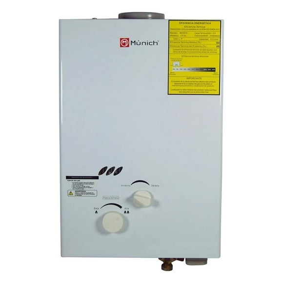 Calentador de Agua de Paso Munich Gas LP 6L CP-6L-HIGH