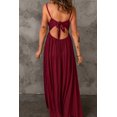 thumbnail image 1 of ABPHQTO Vestido maxi de cintura alta sin espalda con lazo de ganchillo de encaje rojo para mujer, 1 of 5