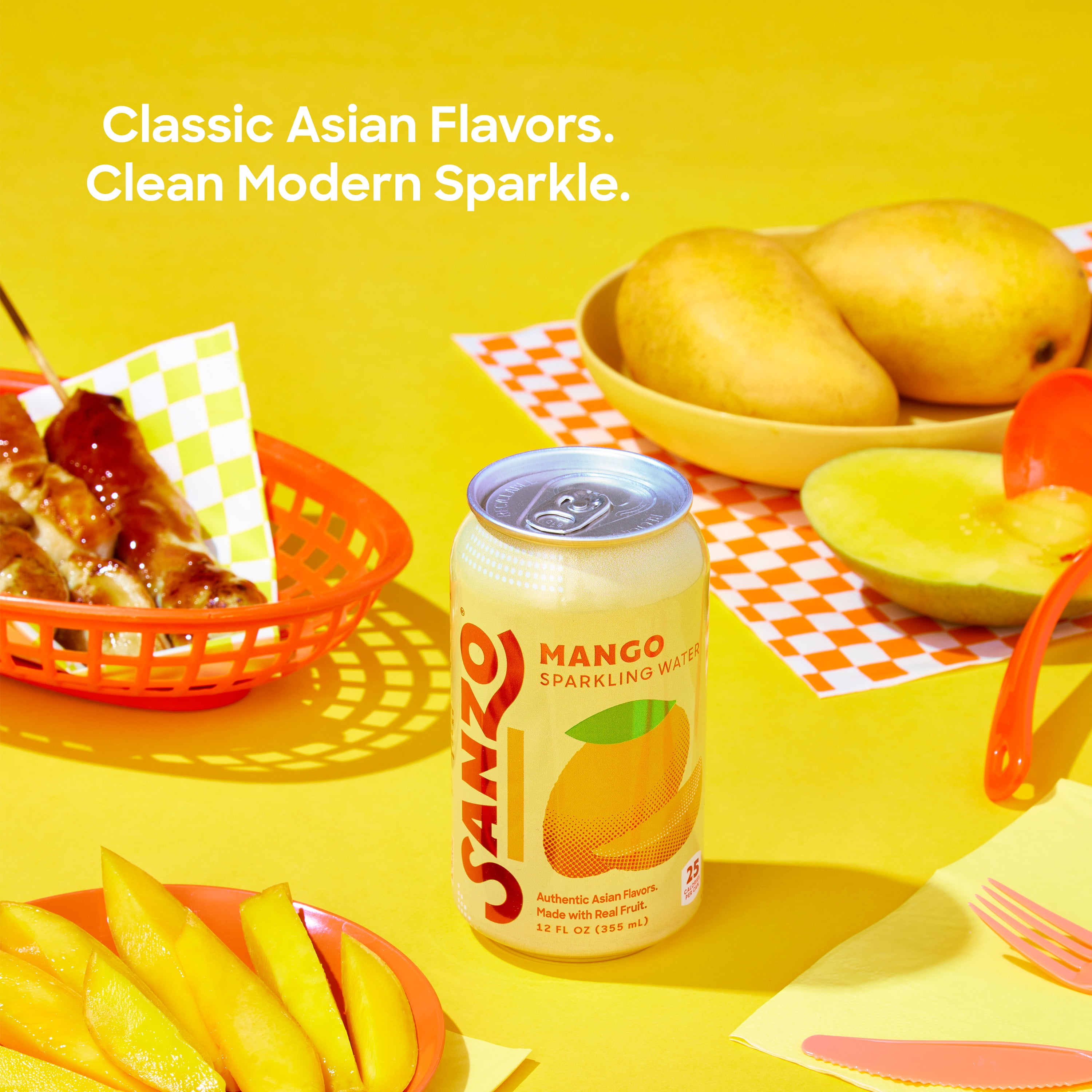 Sanzo Mango Sparkling Water, 12 fl oz, 12 Pack Cans