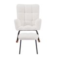 thumbnail image 4 of Comfy Nursery Rocking Chair, Teddy Fabric Upholstered Glider Rocker Chair with Widen Armrests, High Backrest Seat Chair for Living Room, Bedroom, Off White, 4 of 8