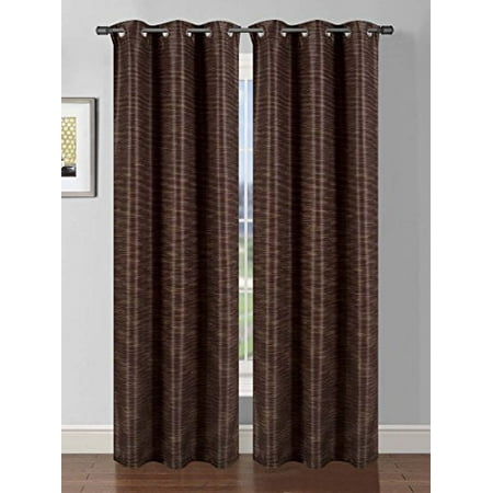 Printed Faux Silk Luxury Window Blackout Curtain Set 2 Piece