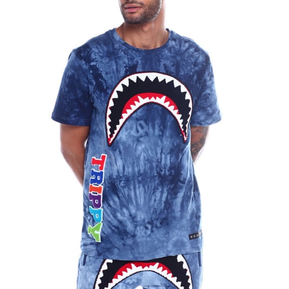 Hudson Men's Tie & Dye Trippy Sharkmouth T-shirt Blue h1052597-blue