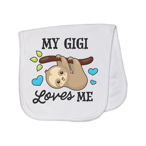 Inktastic My Gigi Loves Me with Sloth and Hearts Baby Burp Cloth